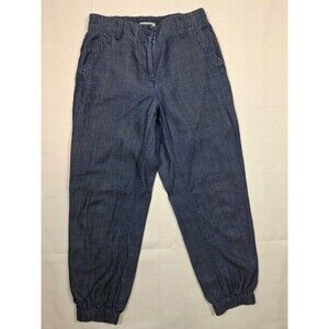 Talbots Chambray Lyocell Linen Jogger Pants Women's Size P Blue Relaxed Petite